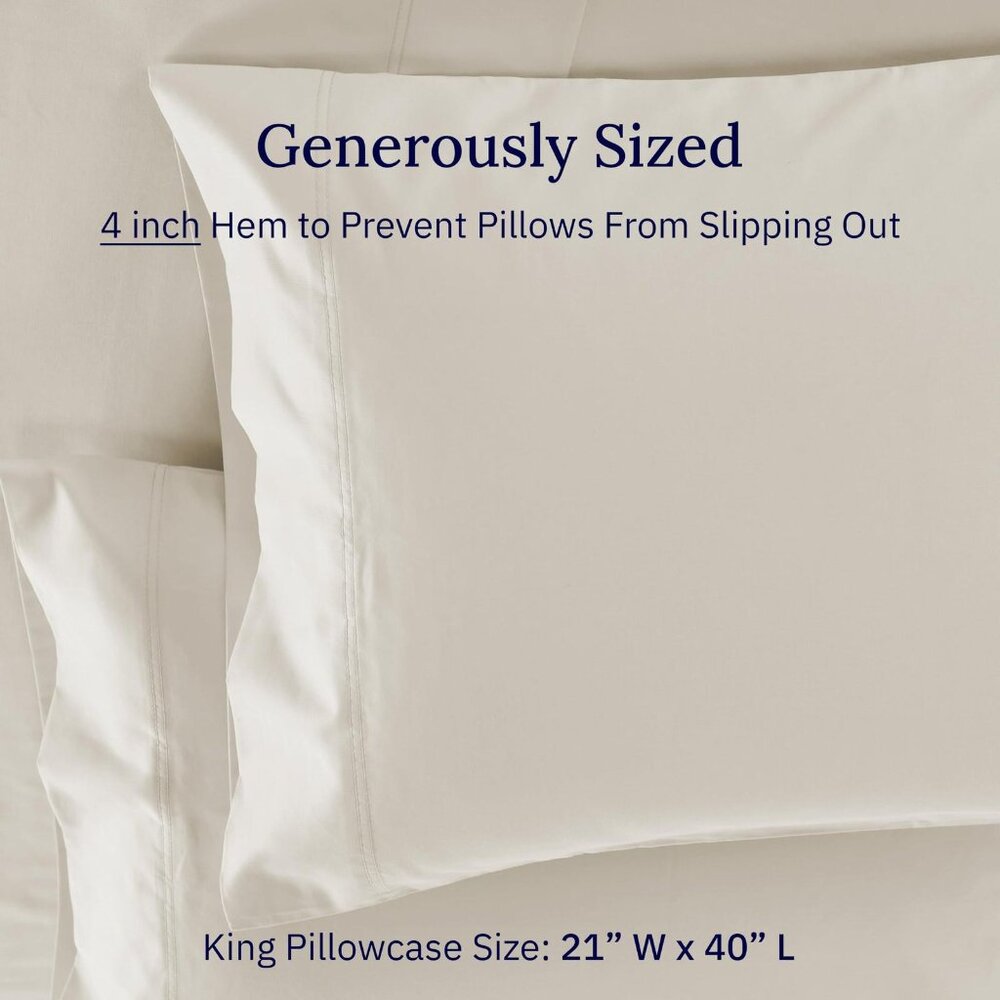 NWT California Design Den Count King Pillow Cases Cream Ivory Off White King - Picture 5 of 11